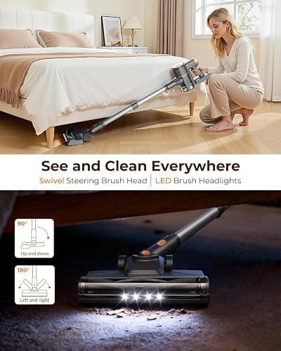 UML0 N8 Cordless Vacuum Cleaner,Lightweight Stick Vacuum with Powerful Suction,2200mAh Battery,40 Mins Runtime,Self-Standing,Rechargeable Vacuum Cleaners for Home Hardwood Floor Carpet Pet Hair thumbnail 6