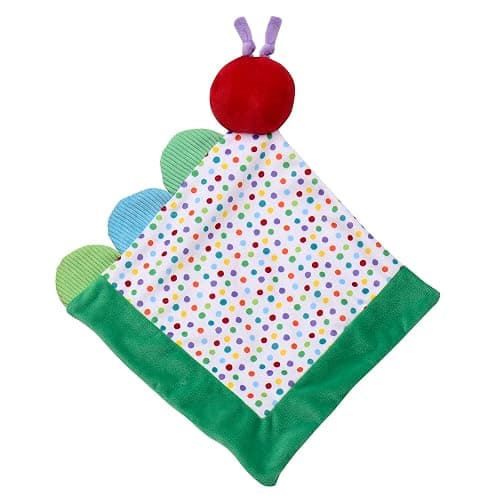 The Very Hungry Caterpillar Snuggle Blanket with Rattle and Crinkle, Green with Colorful Dot, 10 inch Square thumbnail 3