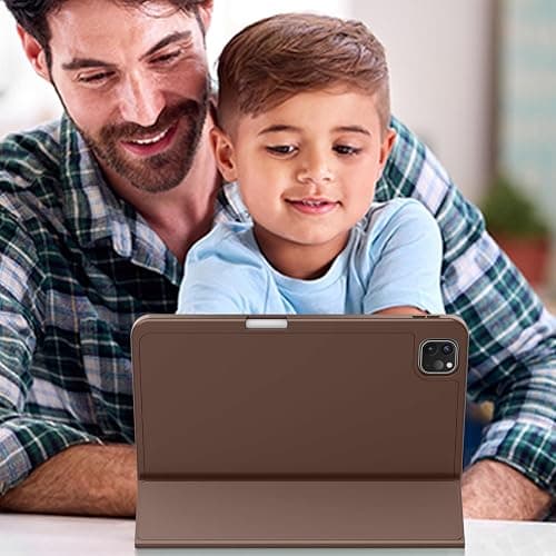 ZryXal 2024 iPad Pro 11 Inch Case M4 (5th Generation) with Pencil Holder, Smart iPad Case [Support Pencil Pro and Pencil (USB-C)], Support Touch ID and Auto Wake/Sleep (Chocolate) - Chocolate thumbnail 6