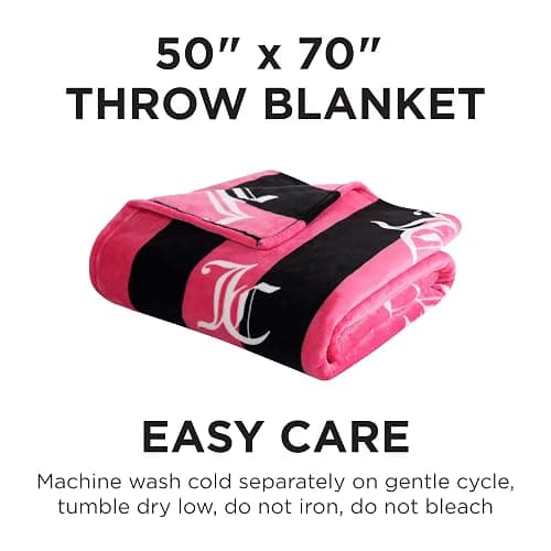 Juicy Couture Cabana Plush Hot Pink Striped 50"X70" Fuzzy Throw Blanket - Luxurious Microfiber Plush Blanket for Ultimate Comfort and Cozy Warmth thumbnail 3