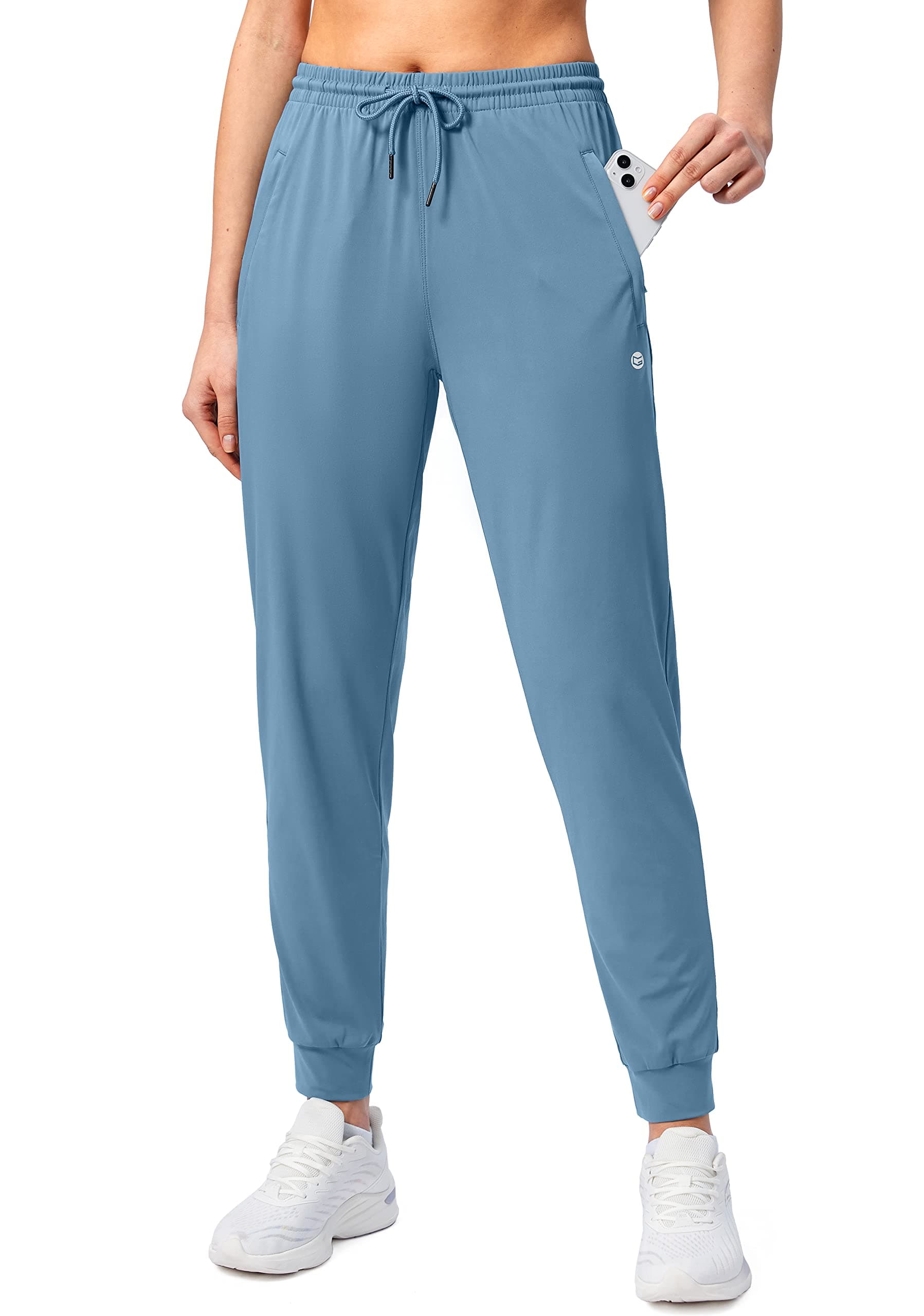 G Gradual Women's Joggers Pants with Zipper Pockets Tapered Running Sweatpants for Women Lounge, Jogging - Slate Blue Small - Image 1