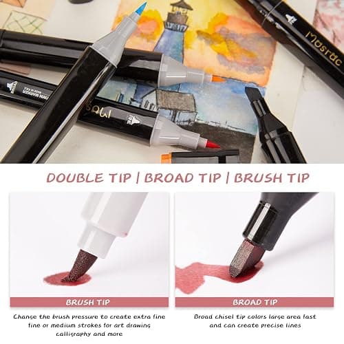 Alcohol Based Markers Set,Professional Marker Dual Tip Brush for Artists & Adult & Kids,plus 1 Blender for Coloring,Drawing,Double-tip 120 Colors thumbnail 6