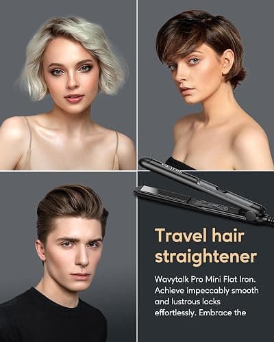 Wavytalk Pro Mini Temperature Adjustable Hair Straightener - 0.7 Inch Small Flat Iron for Short Hair, Curls, Bangs, Travel Use, Dual Voltage, Extended Size, Black thumbnail 6