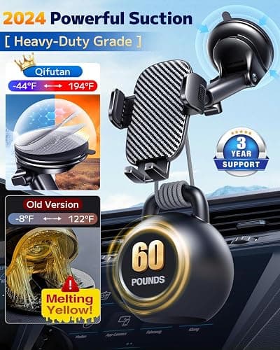 Qifutan Car Phone Holder Mount Phone Mount for Car Windshield Dashboard Air Vent Universal Hands Free Automobile Cell Phone Holder Fit for iPhone Smartphone Camera Mounts thumbnail 4