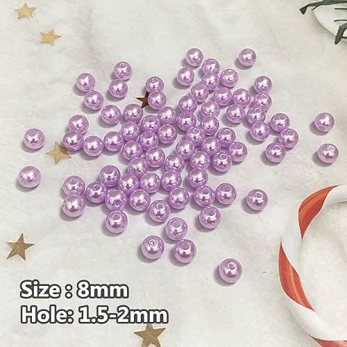 400pcs 8mm Pearl Beads Satin Luste Round Loose Plastic Pearl Craft Beads for Jewelry Making Earring Bracelet Necklace Key Chains Sewing Crafts Decoration (Purple) thumbnail 3