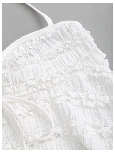 SOLY HUX Women's Peplum Halter Crop Tops Y2K Drawstring Tie Ruched Dressy Casual Spaghetti Strap Cami Top thumbnail 4