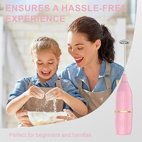 Handheld Milk Frother Wand for Coffee, Matcha, Latte, Cappuccino, Hot Chocolate, Egg, Pink thumbnail 4