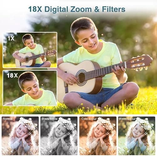 4K Digital Camera for Photography, 64MP Autofocus Vlogging Cam for YouTube, Anti-Shake, 3.0'' LED Screen, 18X Zoom, Pink Point and Shoot Digital Camera for Teens Adult Beginner, 32GB TF Card thumbnail 3