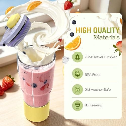 26oz Travel Tumbler Replacement for Ninja BlendBOSS Blender (Pink) | Portable Smoothie Cup with Leakproof Lid & Detachable Straw, Compatible with Ninja DB351 & DB301 Series For Daily Travel Use thumbnail 5