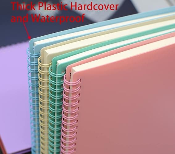 Yansanido Spiral Notebook, 4 Pcs 8.3 Inch x 5.9 Inch A5 Thick Plastic Hardcover 7mm College Ruled 4 Color 80 Sheets -160 Pages Journals for Study and Notes (4) thumbnail 4