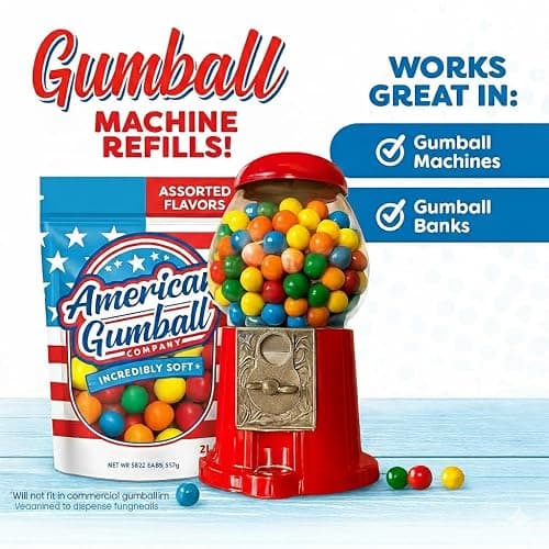 American Gumball Company Refill Gumballs 2 Pound Bag - .59 inch Small Gumballs for 1/2" Gumball Machine, Assorted Flavors thumbnail 2
