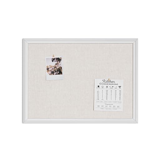 U Brands Bulletin Board, 18 x 24 Inch Linen Fabric Pin Board, Farmhouse White Wood Style Frame, Wall Message Center & Vision Board for Farmhouse Decor, Home Office, Classroom, Includes Push Pins thumbnail 7