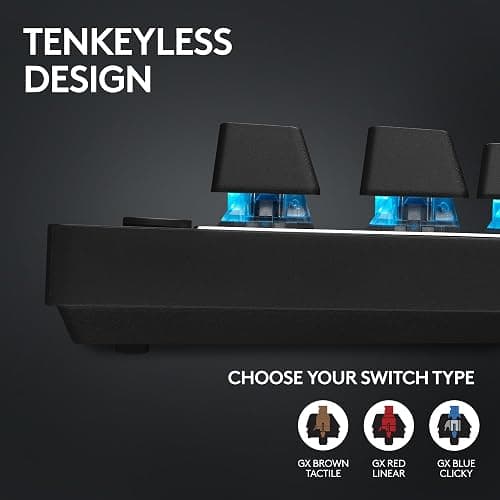 Logitech G PRO X TKL LIGHTSPEED Wireless Gaming Keyboard, Ultra-Portable Tenkeyless Design, LIGHTSYNC RGB, PBT keycaps, Clicky Switches (GX Blue) - Black thumbnail 4
