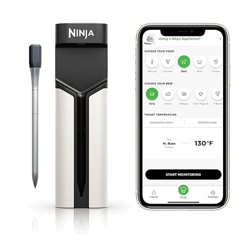 Ninja Meat Thermometer ProChef Wireless Probe for Indoor & Outdoor Air Fryer, Grill, Cooking, Smoker, Oven, Roaster, Long Range Bluetooth App Connection, Flareup Resistant, Waterproof, US Only, WP100 - Image 1