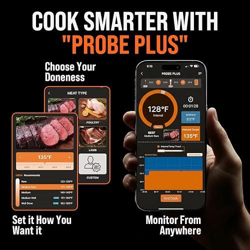 Upgraded Smart Bluetooth Wireless Meat Thermometer with Ultra-Thin Probe, 6 Sensors Accuracy Digital Food Thermometer 0.5S Instant Read, IP67 Waterproof for BBQ, Grill, Smoker, Oven, Air Fryer thumbnail 3