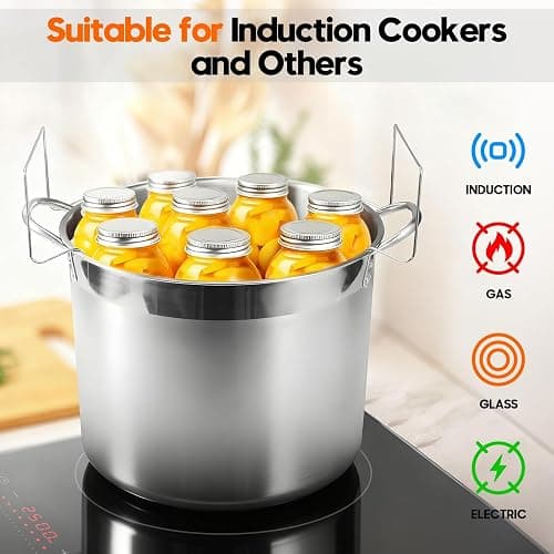 HOMKULA Stainless Steel Canning Pot with Rack and Lid, Large Water Bath Canner, Full Home Canning Supplies Starter Kit, Compatible with Induction and Glass Top Stoves (27.5 Quarts, Blue) thumbnail 3