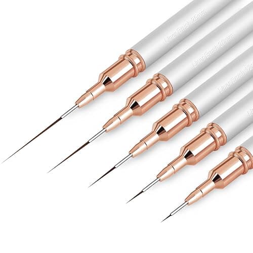 ZEOHBETY Metallic Nail Art Brushes, 5Pcs Nail Art Liner Brushes, Painting Art Design Brush Set Nail Dotting Drawing Tool for Long Lines, Thin Details, Fine Drawing Sizes 4/8/12/20/25mm, Sliver - Image 1