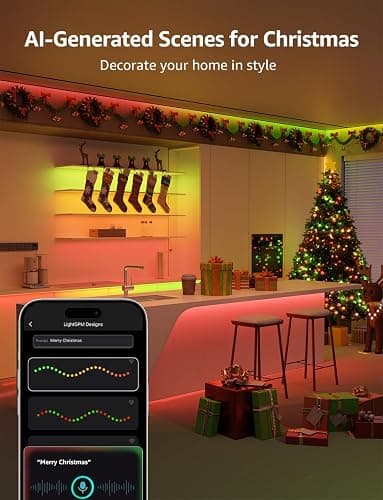 Lepro S1 AI LED Strip Lights for Christmas Decorations, 32.8ft Smart RGB Light Strips with IC and Rainbow Chasing Effects, Personalized Al Lighting Designer, No Remote, 2.4GHz Wi-Fi & Bluetooth thumbnail 5