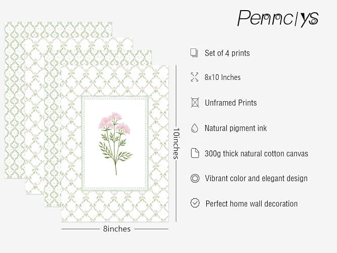 Nursery Girl Floral Wall Art Wildflower Baby Room Canvas Wall Decor Pink Green Flower Prints Poster Watercolor Pastel Botanical Picture Painting Nursery Artwork for Girls Bedroom 8x10x4 Inch Unframed thumbnail 2