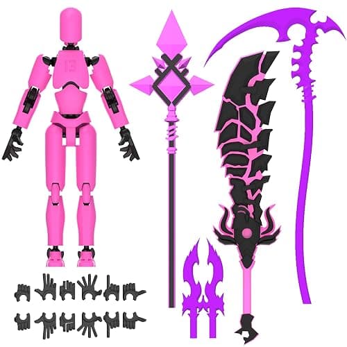 Glowing Titan 13 Action Figure Set Already Assembled, T13 3D Printed Action Figures with Weapons Accessories T 13 Lucky Robo Dummy Nova 13 Action Figures, Figura de acción t13 (Rose Red) thumbnail 8