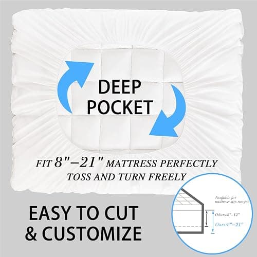 CYMULA Twin XL Mattress Topper - Soft Cooling Mattress Pad for College Dorm Room Essentials - Extra Thick Long Protector Cover for Back Pain, Single Bed Topper Pillow Top with 8''-21'' Deep Pocket - White - Twin XL（39"x80"） thumbnail 6