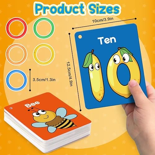 Torlam Toddler Flash Cards Baby Cognitive Flashcards for Kids, Learning Alphabet, Numbers, Shapes & Colors, Animals, First Words, Body Parts, Foods, Preschool Kindergarten Activities Educational Toys thumbnail 2