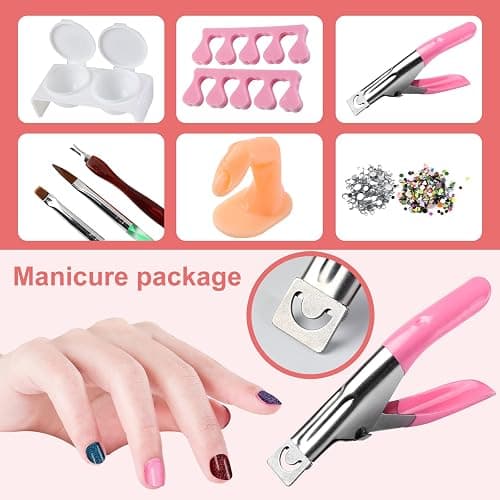 Nail Kit Set Professional Acrylic with Everything, 12 Glitter Acrylic Powder, Tips, Decoration, DIY Nail Art Tools & Supplies for Beginners thumbnail 6