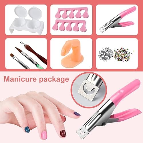 Nail Kit Set Professional Acrylic with Everything, 12 Glitter Acrylic Powder, Tips, Decoration, DIY Nail Art Tools & Supplies for Beginners thumbnail 7
