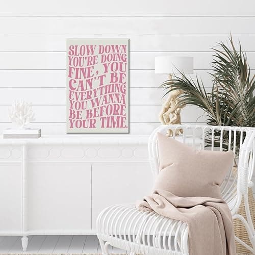 Pink Wall Art Trendy Decor Pop Music Vienna Lyrics Poster Canvas Print Slow Down Your Doing Fine Daily Reminder Positive Affirmations Maximalist Aesthetic for Bedroom Dorm 8x12inch Unframed thumbnail 3
