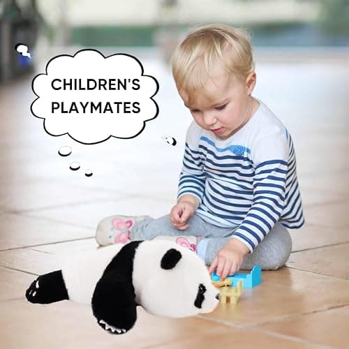 Furvana Plush Panda Stuffed Animal, Black and White Weighted Plush Pillow, 12" Soft Cuddly Toy, for Kids and Girls Birthday Christmas thumbnail 5