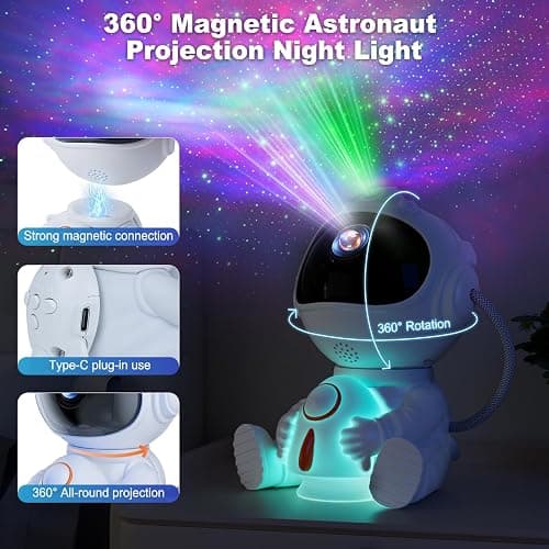 Astronaut Galaxy Projector, Star Projector with 8 Nebula Modes, 360° Adjustable Projection Lamp, Remote & Timer Starry Sky Light, Cute Rocket Night Light for Bedroom, Space Gift for Kids Adult thumbnail 6