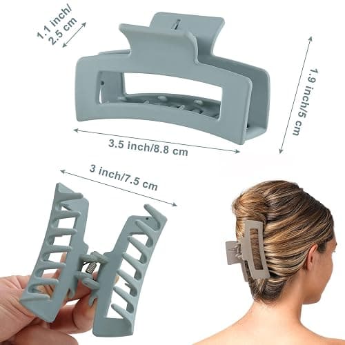 Auseibeely 6 Pack Square Claw Clips, Hair Clip for Women Girls, 3.5" Medium Non-slip Hair Clips, Rectangular Claw Clip,Strong Hold Matte Jaw Claws for Thin/Medium, Christmas Gifts thumbnail 4