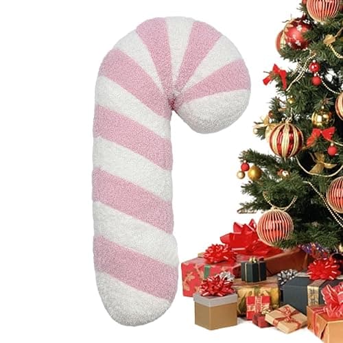 Honhoha Candy Cane Shaped Pillow, 17 Inch Pillows Candy Cane, Stuffed Lollipop Plush, Cartoon Candy Canes Printed Decorative Pillows, Supplies for Couch Cushion thumbnail 7