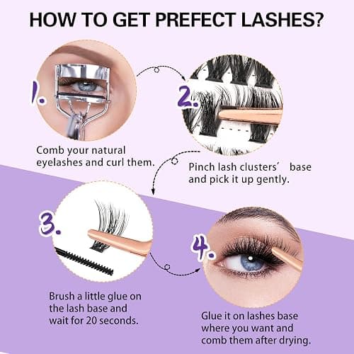 Lash Clusters Individual Lashes Lash 280 PCS Eyelash Clusters False Eyelash 45D Lash Extension Fluffy Natural Cluster Eyelash Extensions DIY Eyelash Extensions at Home (45D-0.07C,9-16MIX) thumbnail 5