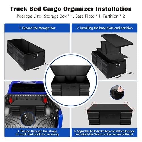 Mixsuper Truck Bed Organizer Fits Any Truck Size, Heavy Duty Truck Bed Storage With Straps For Groceries, Adjustable Trunk Organizer For Suv For Pickup, Convenient Accessories For Installation thumbnail 5