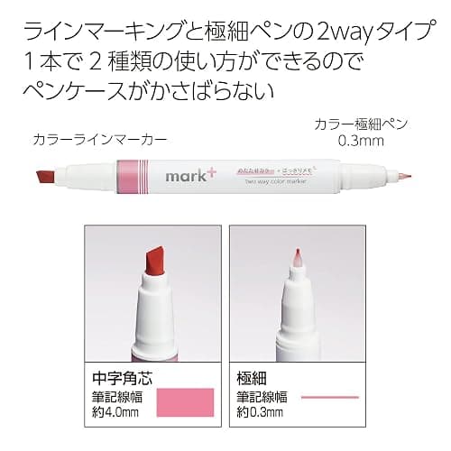 KOKUYO 2-Way Vivid Highlighter 5 Colors Set. Mark+ Dual Tips Markers, Quick Dry Chisel Fine Tip 5 Pack of Gold, Gray, Light Green, Navy, Red. Japan Import (PM-MT200-5S2) thumbnail 2