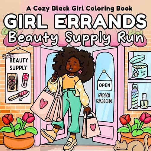 Girl Errands - Beauty Supply Run: A Cozy Black Girl Coloring Book for Women and Teens | Bold & Easy Full-Scene Pages with Hair, Self-Care, and Beauty Moments - Image 1