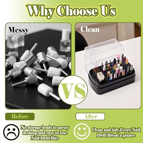 FANTEXY 2-in-1 Nail Drill Bit Holder And Cleaner Brush Case | ﻿30 Holes Dustproof Organizer with Nylon/Copper Brushes,Manicure Tools Storage Box(Nail Drill Bits are Not Include) thumbnail 5