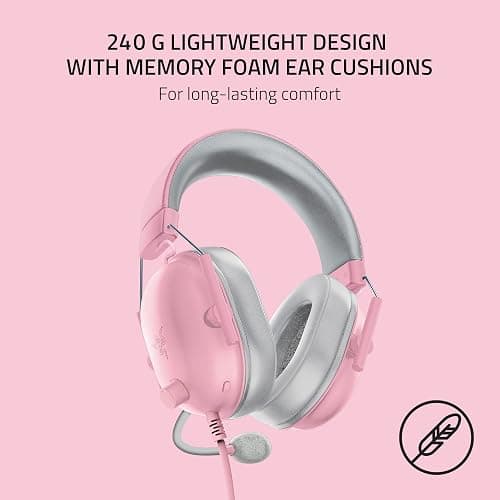 Razer BlackShark V2 X Gaming Headset: 7.1 Surround Sound - 50mm Drivers - Memory Foam Cushions - for PC, PS4, PS5, Switch - 3.5mm Audio Jack - Quartz Pink thumbnail 6