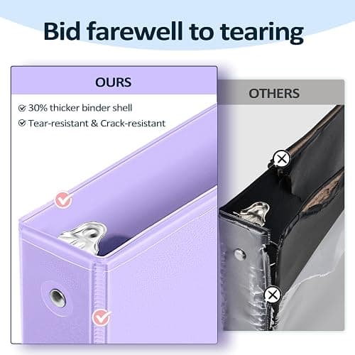 BinderX Extra Durable 3 Ring Binder, Round Ring 1 Inch Binders, Fits 175 Sheets of 8.5x11 Paper, Customizable View Cover with Inside Pockets, Cute 1" Binder, School Supplies for Girls, Green thumbnail 4