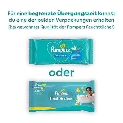 Pampers Fresh Clean Feuchttücher 15 Packungen mit 80 Stück, 1200 Feuchttücher, milder Duft, auch für Hände und Gesicht geeignet thumbnail 2