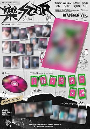 [Pre-order Benefit] STRAYKIDS SKZ : ROCK-STAR (HEADLINER Version) 8th Mini Album CD-R+Folded Mood Board Poster+Photocard+Photobook thumbnail 2