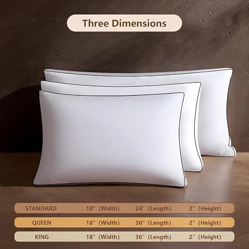 Feather Down Pillows King Size Set of 2 Pack,Luxury Hotel Collection Bed Pillows for Sleeping, Fluffy Soft Medium Firm Down Surround Gusseted Pillows for Side Back Stomach Sleepers 20 x 36 in thumbnail 6