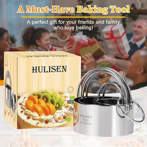 HULISEN Biscuit Cutter Set (3 Pieces/Set), Stainless Steel Round Cookies Cutter with Handle, Professional Baking Dough Tools, Gift Package thumbnail 8