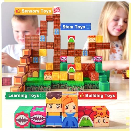 108PCS Magnetic Blocks Building Toys - 1'' Magnet Building Blocks Build Mine Magnet World Game Adventure Set Cubes Boys Girls Toys Ages 3-5 4-6 5-7 6-8 Kids Gifts for 3-12 Years Old School Supplies thumbnail 2