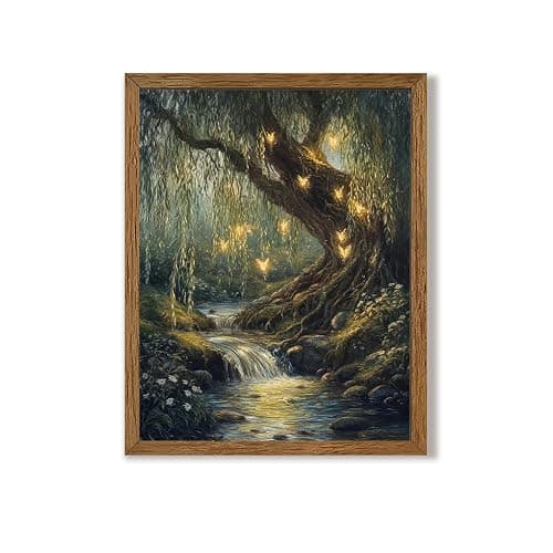 Urmoya Vintage Forest of Fairy Nature Wall Art, Landscape Tree Wall Decor, Cottage Core Art Prints for Living Room Bedroom Office Home Decoration 8x10 inch Wood Framed Ready to Hang - Image 1