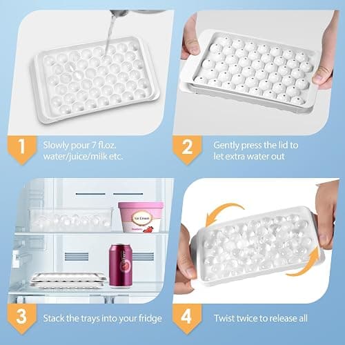 WIBIMEN Ice Cube Tray with Lid and Bin - Round Ice Trays for Freezer with Lid - Ice Cube Trays for Freezer with Ice Container (0.8"-2PACK White) thumbnail 4