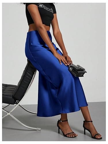 SHENHE Women's Satin Maxi Skirts High Waisted A Line Long Skirts Elegant Office Skirts thumbnail 5