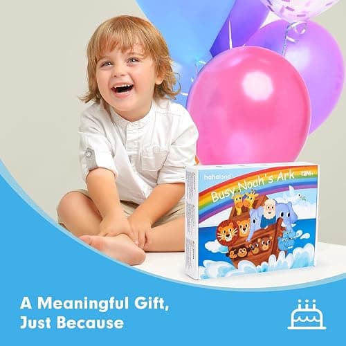 hahaland Noah's Ark Toy Busy Book for Toddlers 1-3 - Baptism Gifts for Boys Girls - Montessori Toys for 1 Year Old, Sensory Early Learning Educational One Year Old Boy Birthday Christmas Toddler Gifts thumbnail 9