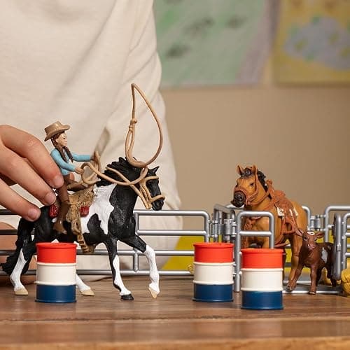 Schleich Farm World - 42PC Rodeo Playset with Animal and Rider Figurines - Cowboy and Cowgirl Action Figures with Cattle and Horse Toys - Western Riding Screen-Free Toys - Kids Ages 3+ | 42679 thumbnail 2